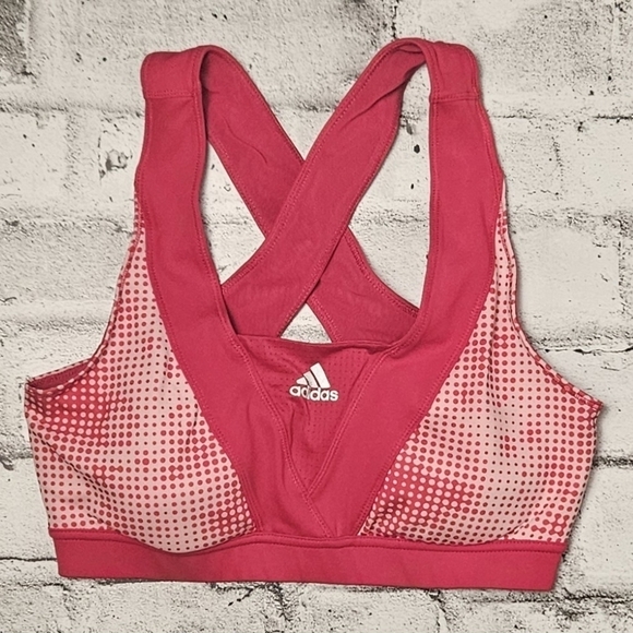 adidas Other - Adidas Pink Crossback Sports Bra Mesh Print Medium Activewear